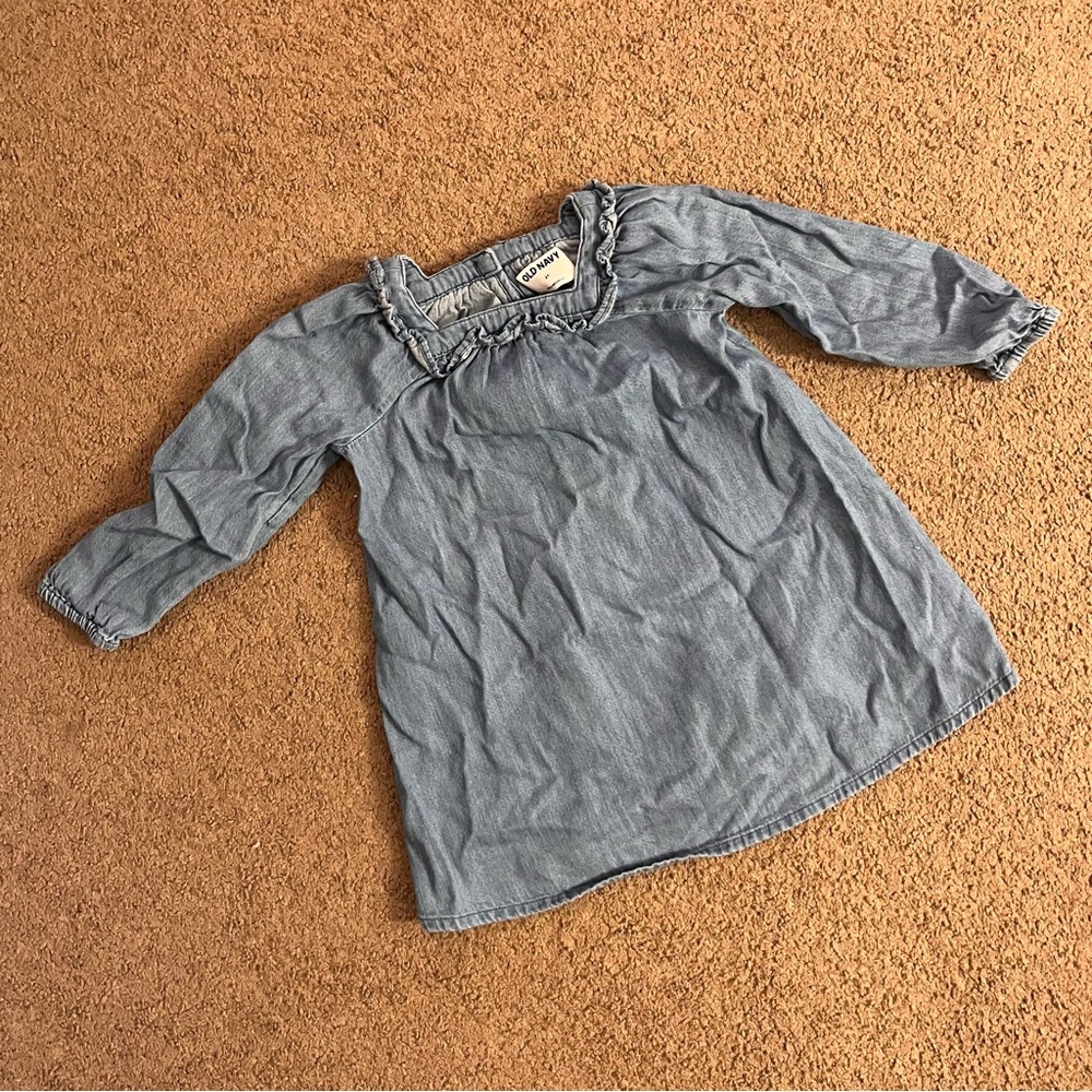 🧵 100% Cotton Old Navy Toddler Dress - Size 3T, Square Neck, Ruffle Detail